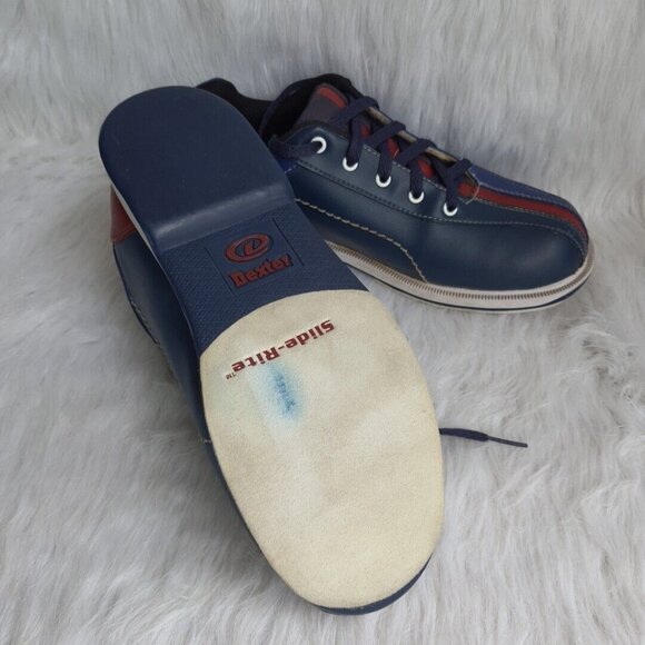 Dexter Bowling Shoes Vintage George Men USA 7.5 M Leather Blue Red Navy B2415-18 main image 8